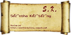 Sántha Kötöny névjegykártya